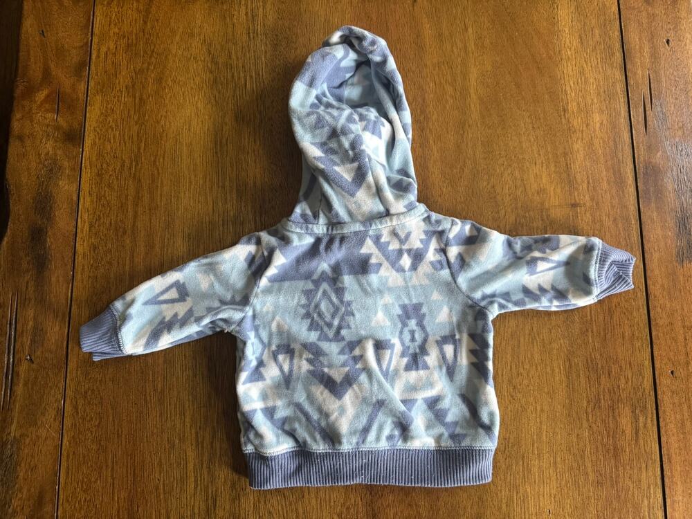 Carter's Newborn Baby Fleece Hoodie Blue Geometric Southwest Full Zip NB